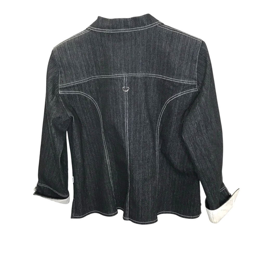 Dark Wash Denim Jacket with White Contrast Stitching - Picture 4 of 13